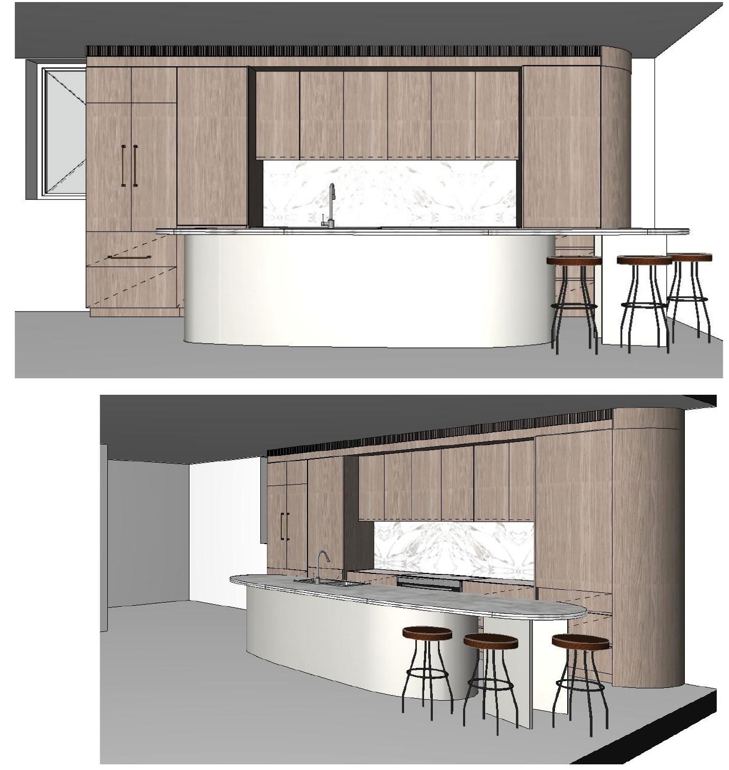 Kitchen sketch design, 3D views